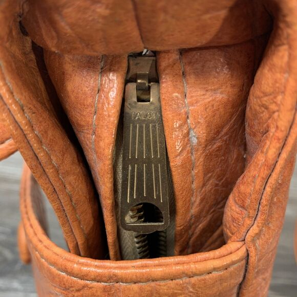 Vintage Hirtz Striped Leather Talon Zipper 70s Purse Handbag 10x7x3 - Picture 14 of 16